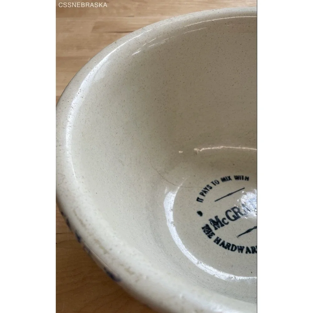 Vintage Stoneware Mixing Bowl Splatterware McGrath's Hardware Hastings 9 Inch